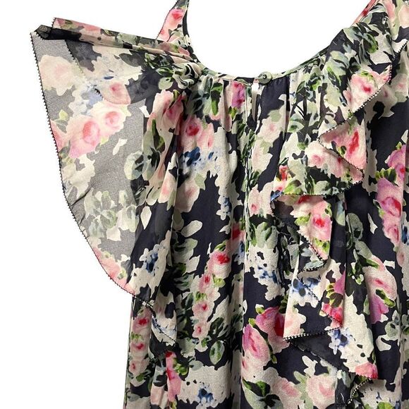 REBECCA TAYLOR Floral Silk Flutter Racerback Top 6 - Picture 2 of 6